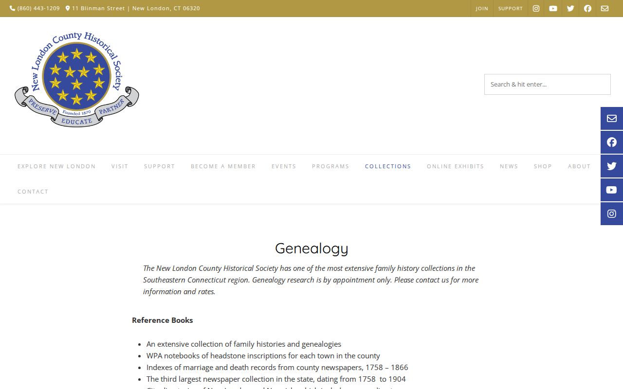 New London city directory genealogy holdings at the Historical Society