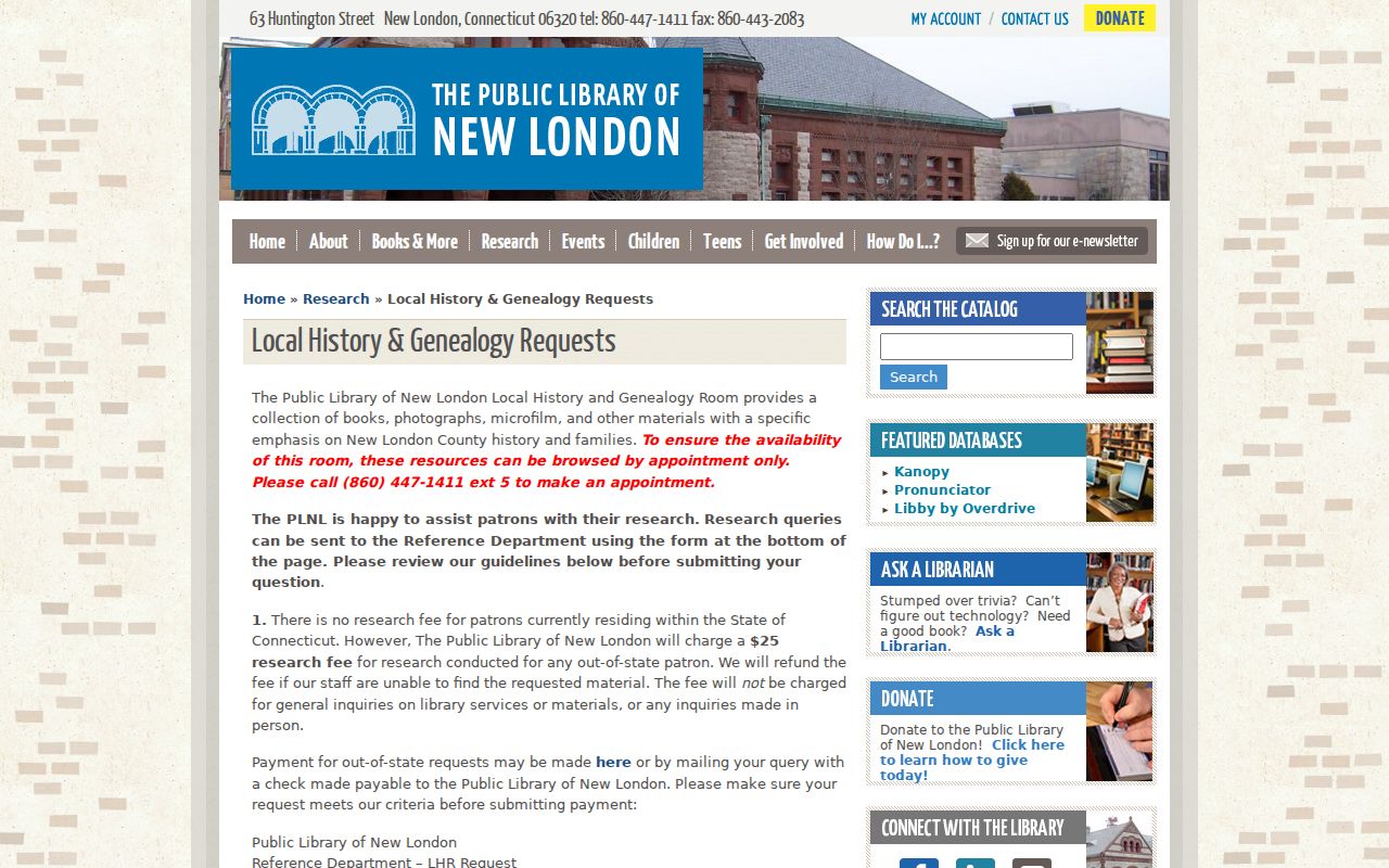 New London city directory local history and genealogy research desk