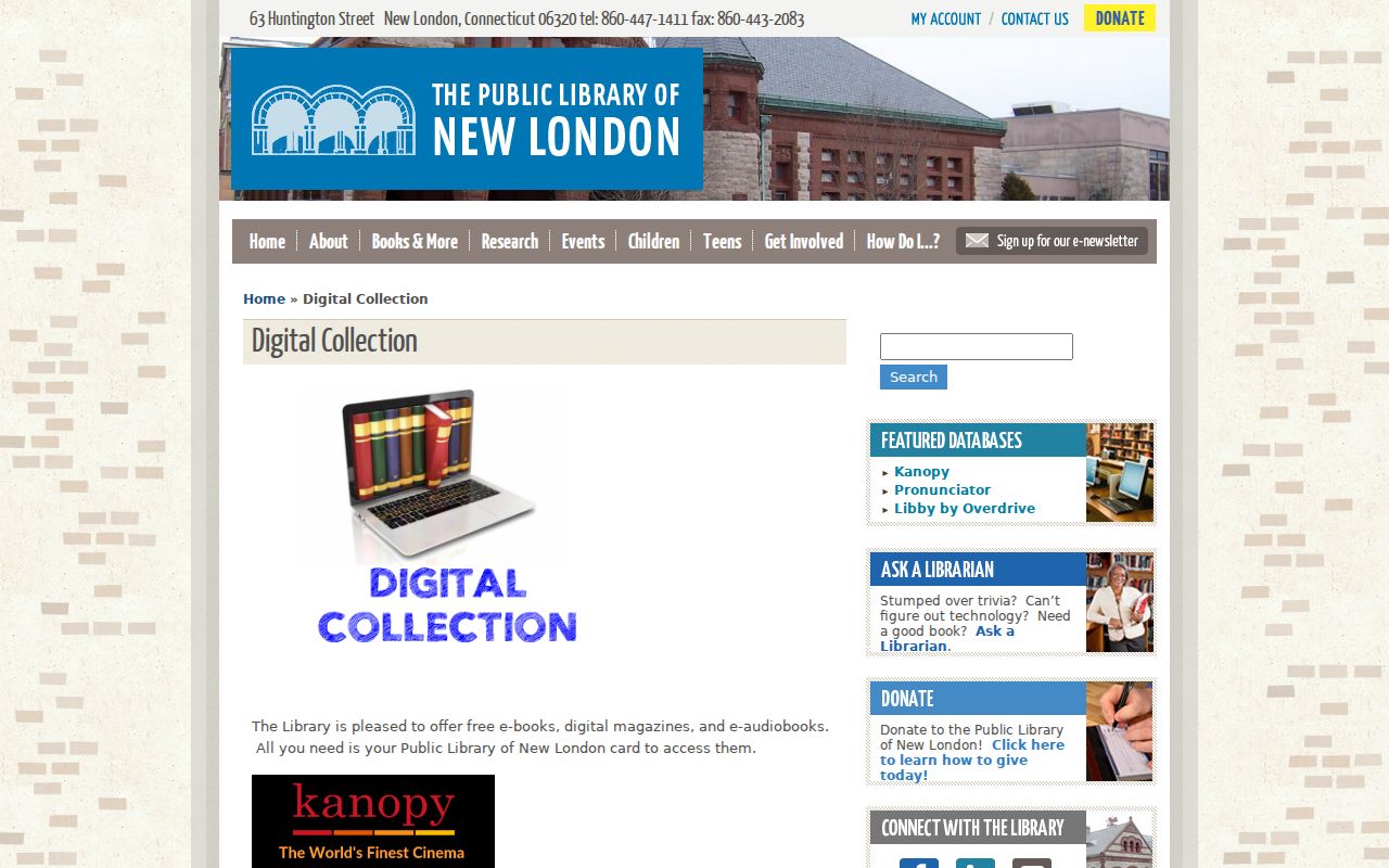 New London city directory digitized collection landing page