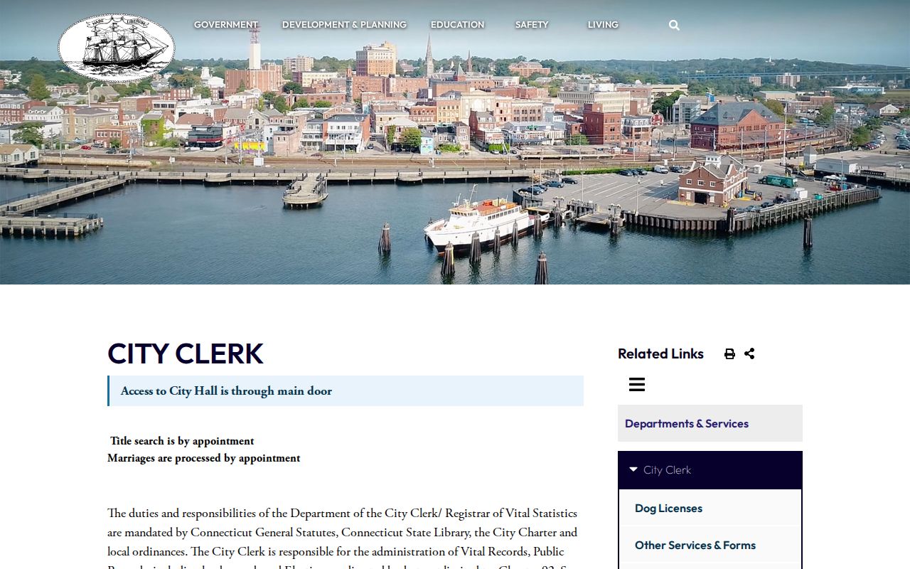 New London residents directory City Clerk records gateway