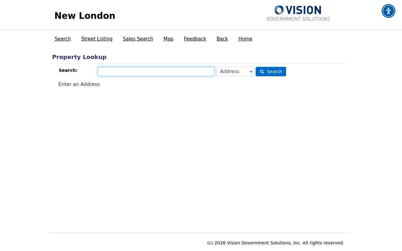 New London residents directory Vision property search fields