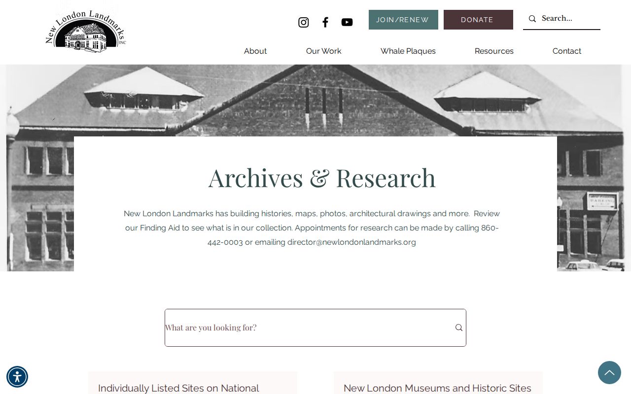 New London previous residents street-address research archive at Landmarks